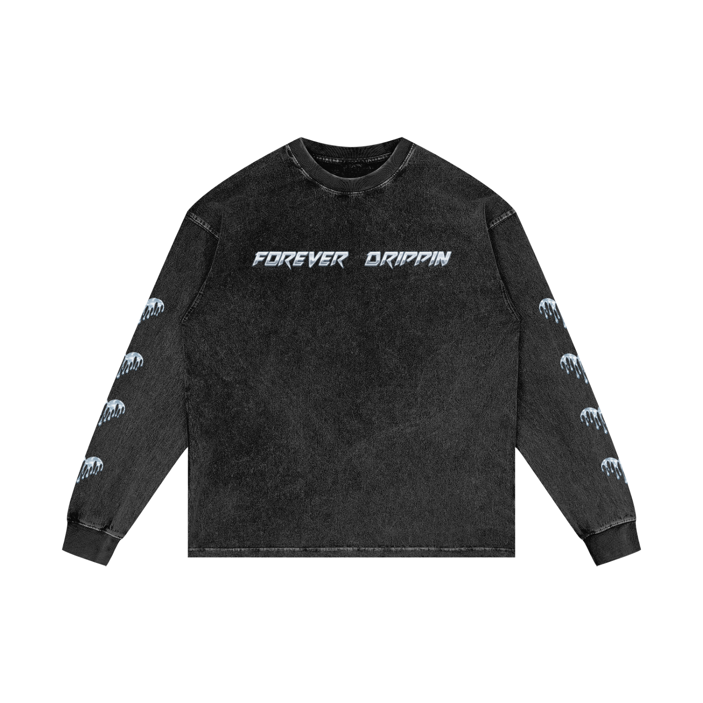 Forever Drippin Acid Wash Oversize Long Sleeve T-Shirt (Online Only)