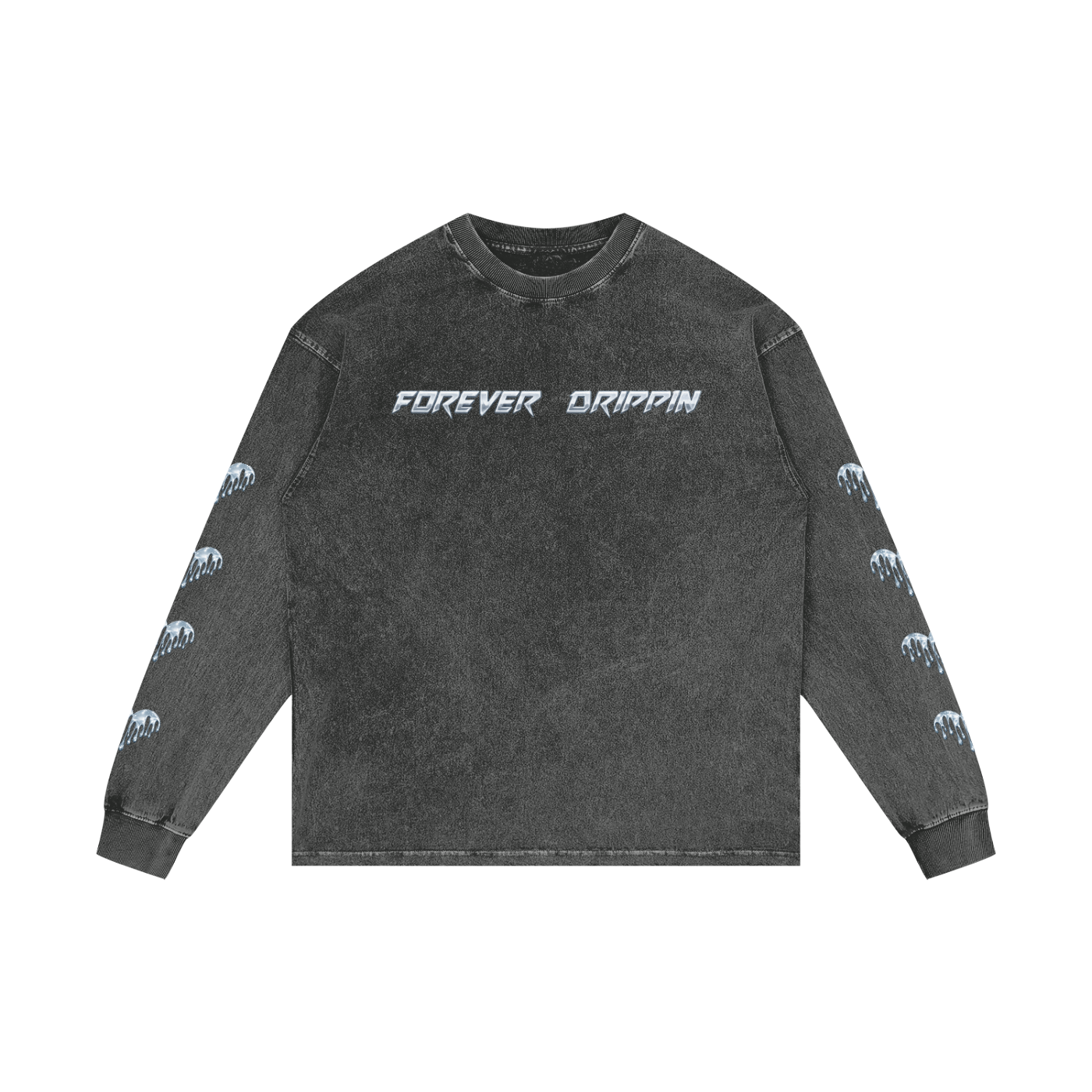Forever Drippin Acid Wash Oversize Long Sleeve T-Shirt (Online Only)