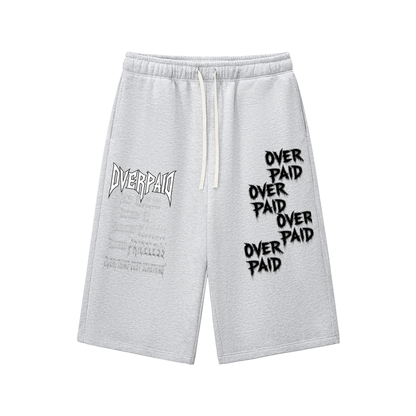Overpaid Handwritten Relaxed Drawstring Three-quarter Sweatpants