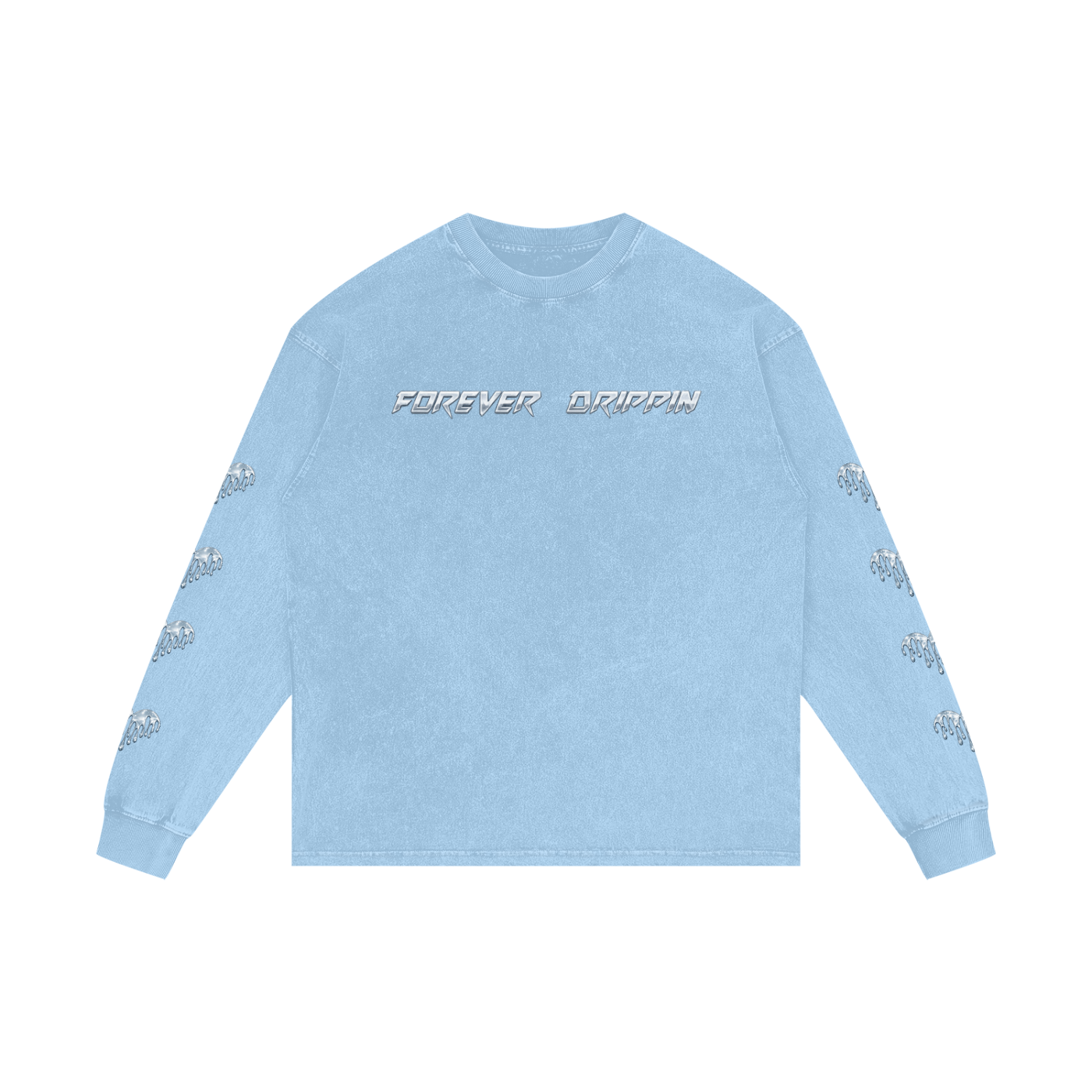 Forever Drippin Acid Wash Oversize Long Sleeve T-Shirt (Online Only)