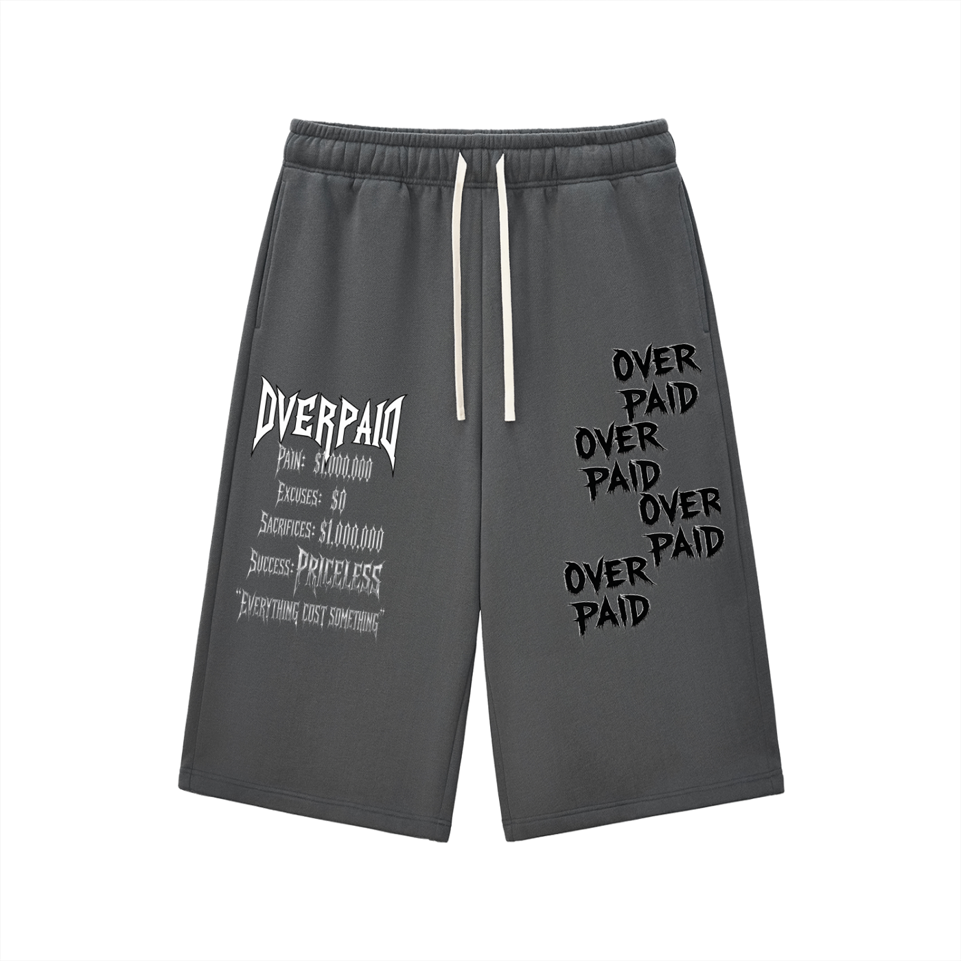 Overpaid Handwritten Relaxed Drawstring Three-quarter Sweatpants