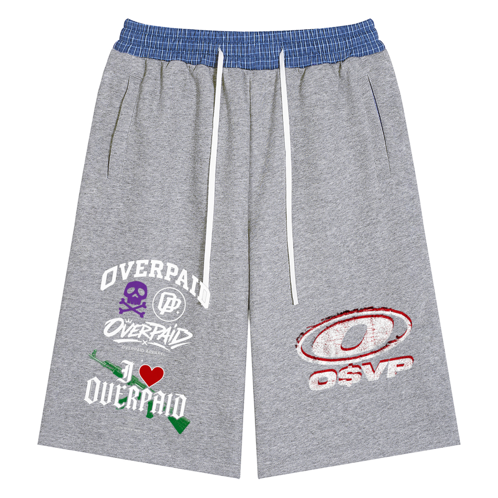 Unisex Plaid Waistband Shorts