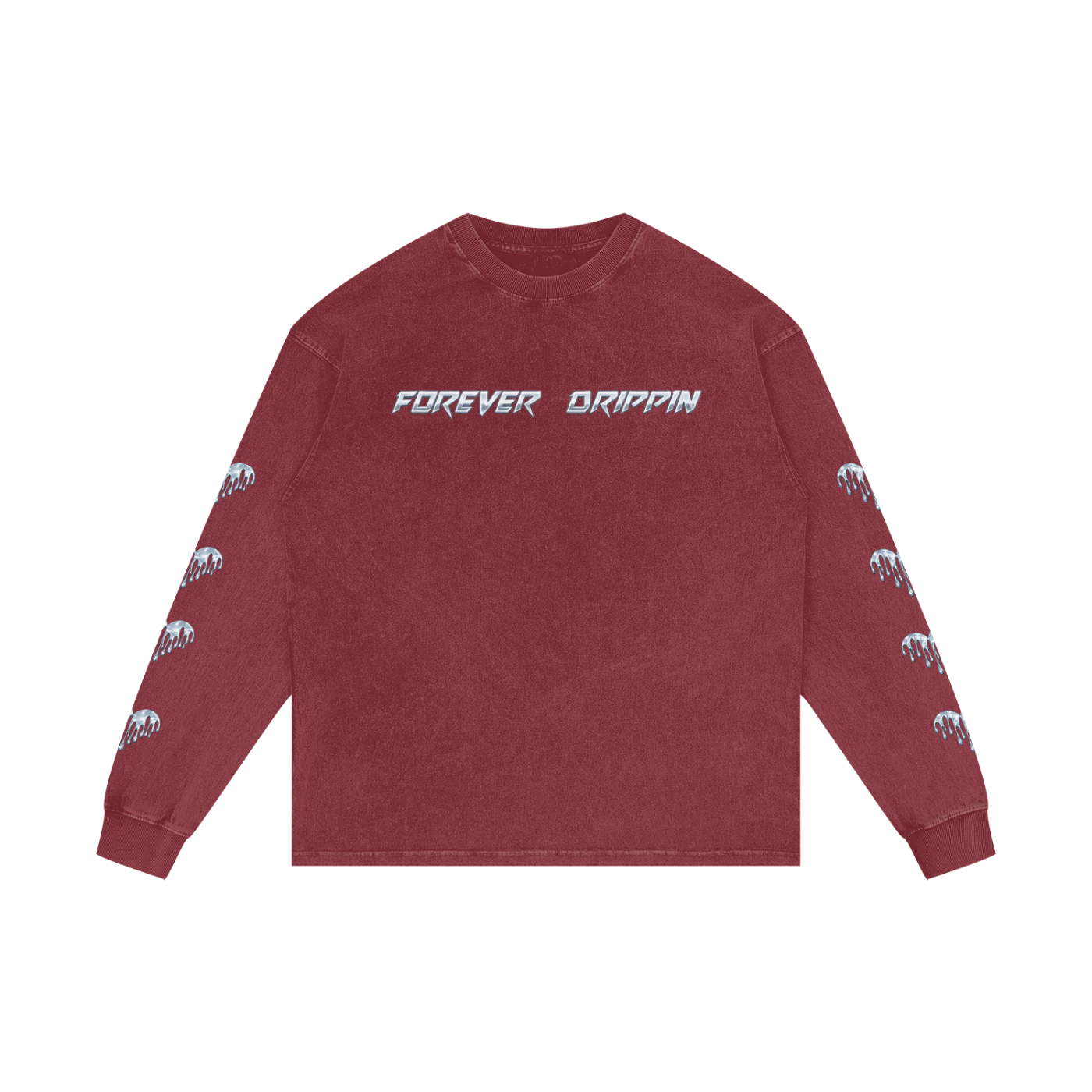 Forever Drippin Acid Wash Oversize Long Sleeve T-Shirt (Online Only)