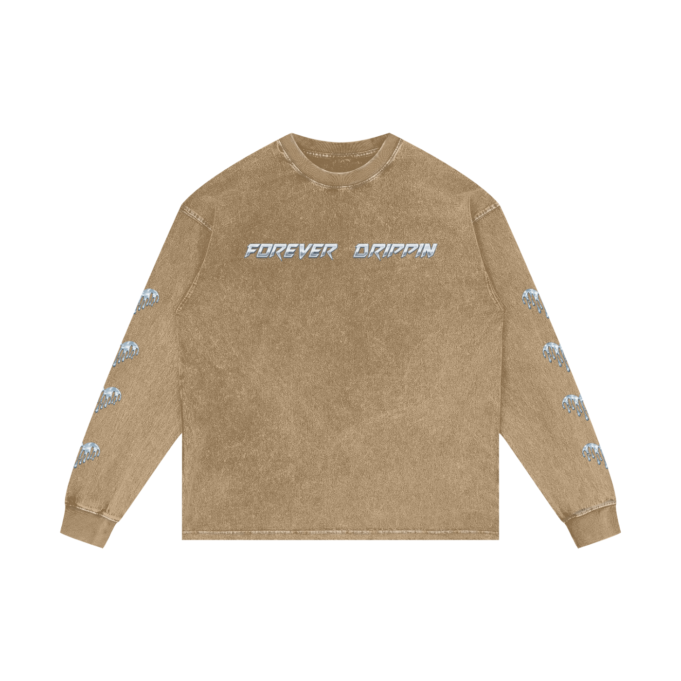 Forever Drippin Acid Wash Oversize Long Sleeve T-Shirt (Online Only)