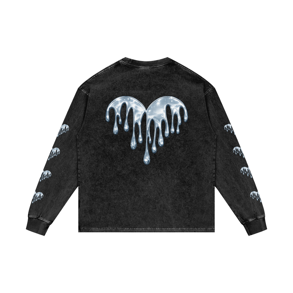 Forever Drippin Acid Wash Oversize Long Sleeve T-Shirt (Online Only)