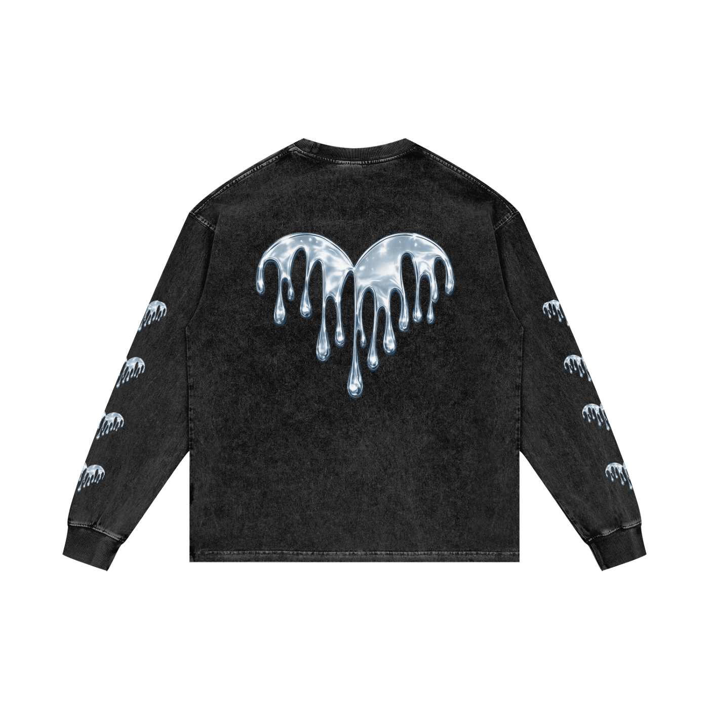 Forever Drippin Acid Wash Oversize Long Sleeve T-Shirt (Online Only)